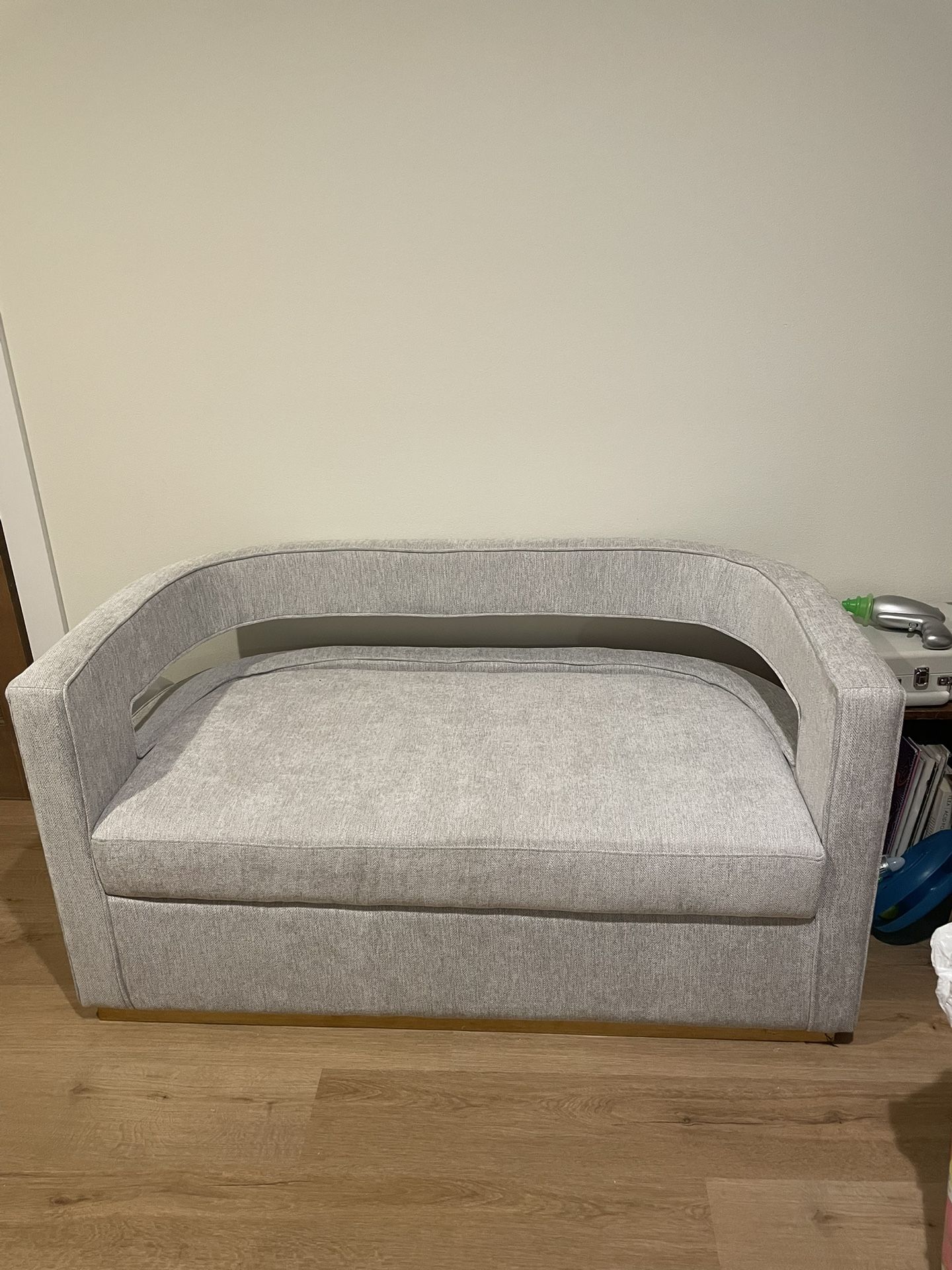 Small gray couch/loveseat with storage