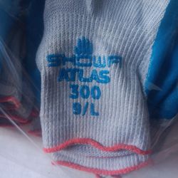 New    ATLAS 300 RUBBER PALM COATED LANDSCAPING GARDENING PROTECTIVE WORK GLOVES  10 Pairs Size L 