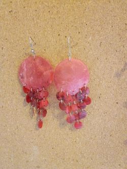 Pink Shell Chandelier Drop Earrings
