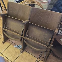 1940s-60s Stanford University Stadium Classroom Wooden Seats