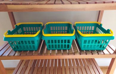 3 Like-New Organizer Baskets With Handles 