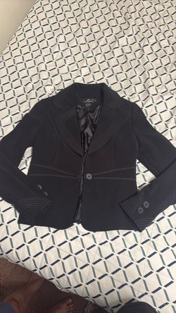 Black Women's Blazer with Contrast Stitching