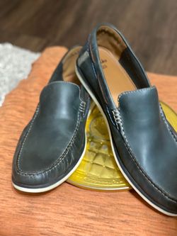 CLARKS Navy Blue Leather Slip-On Loafers Size 13