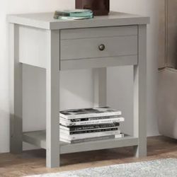 Hillsdale wood 1 drawer end table ivory white finish