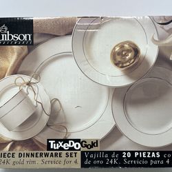 Gibson 24 karat gold trimmed tuxedo dinnerware set