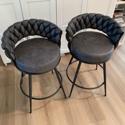 24'' 360° Swivel Barstools Counter Bar Stools Set of 2. Grey