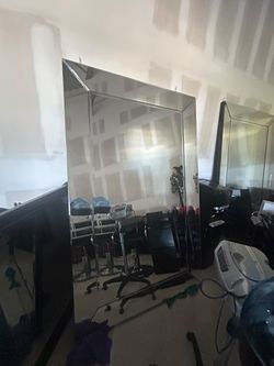 Two Large Beveled Salon Mirrors