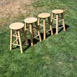 4 Used Wooden Stools 