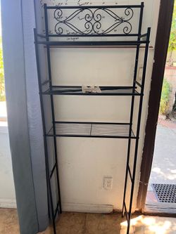 Over-the-Toilet Bathroom Shelf Organizer – Black Metal – Assembled