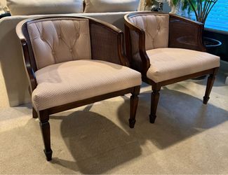 Pair of Vintage Cane Barrel Side Chairs