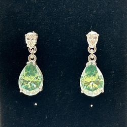 Moissanite And Sterling Drop Earrings 11carats Total! 