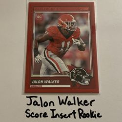 Jalon Walker Atlanta Falcons LB Score Short Print Insert Rookie Card. 