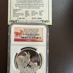 2015 1oz NGC PF70 ULTRA CAMEO TOKELAU YEAR OF THE GOAT SILVER COIN 