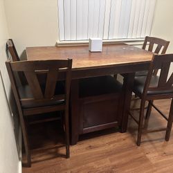 Wood Table With Tall Chairs