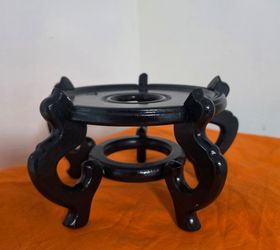 Vintage Oriental Wooden Vase Stand 5” H x 7" W, Chinese Carved Display Plant Stand Bonsai Base.