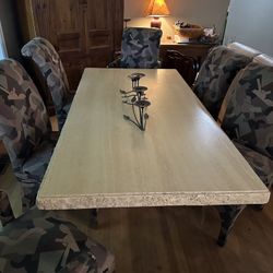 Gorgeous Travertine Stone Table And Six Chairs