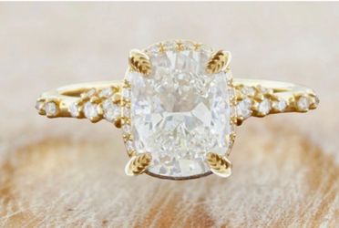 Ken & Dana Design engagement ring Peony design with a 2ct diamond 18K gold