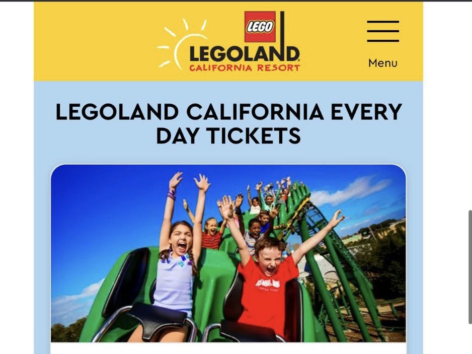 Legoland One Day Tickets $100