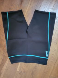 Black Compression Leg Sleeves with Teal Trim