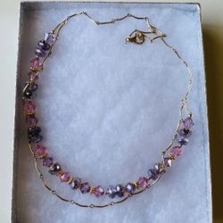 Brand New Luxury Gold Filled Swarovski Crystal Layered Necklace