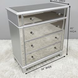 Glass Mirror Dresser 4 Easy Gliding Drawers