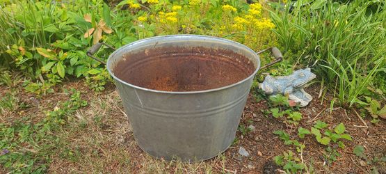 Vintage Silver Tub With Wood Handles