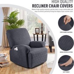 new Recliner Covers, Stretch Reclining Chair Covers, Recliner Sofa Slipcovers Stripe Jacquard Recliner Couch Covers Furniture Protector Covers for Pet