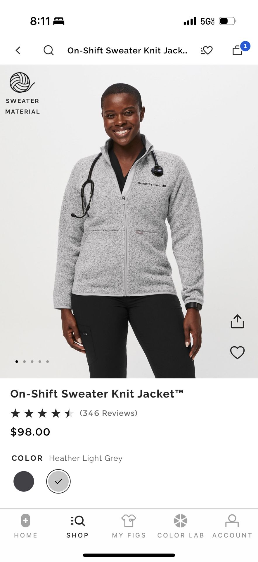 New Figs Scrub Sweater Medium