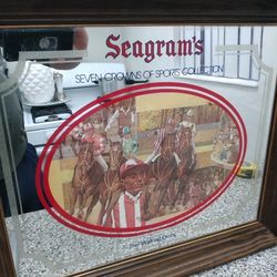 Seagram's Whisky Seven Crowns of Sports Collection Walking Derby Mirror Bar 17 x 20"