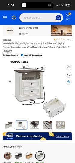 New end table, side table, or nightstand with outlets and two drawers