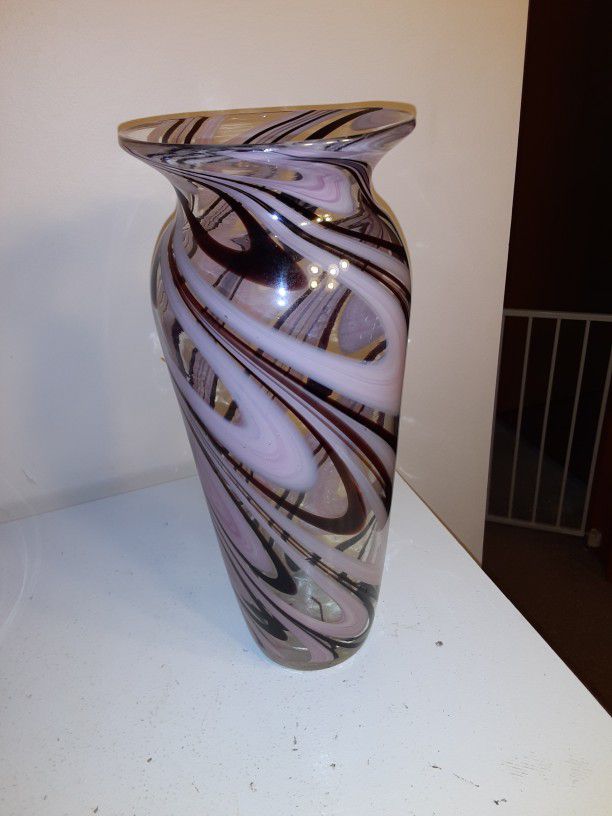Pink And Brown Art Glass Vase