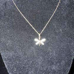 10KT Thin Necklace W/Butterfly Charm