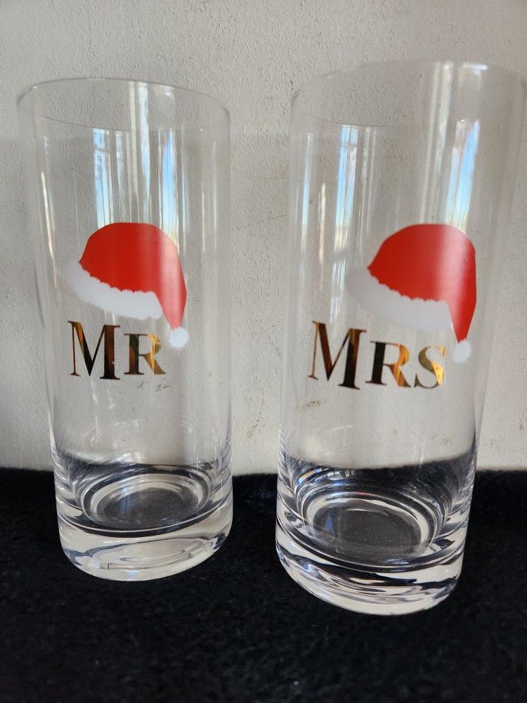 Wedding Glasses Christmas Marriage Santa Newlywed Drink Pint