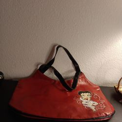 GORGEOUS Betty Boop Large Red Leather Shoulder Tote.

