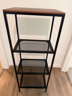 IKEA Metal Mesh Shelf with Wood Top