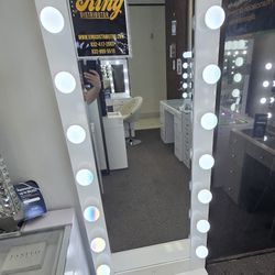 New Full Body Length Hollywood Mirror W Storage Drawer