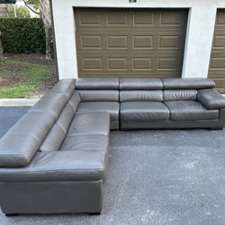 🛋️ Sofa/Couch Sectional - Gray - Italian Leather - Delivery Available 🚛