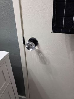 Crystal Glass Door Knob with Black Rosette