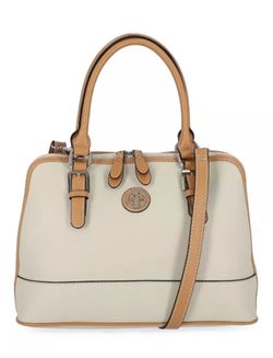 GIANI BERNINI bag Saffiano faux-leather dome satchel crossbody Ivory Tan