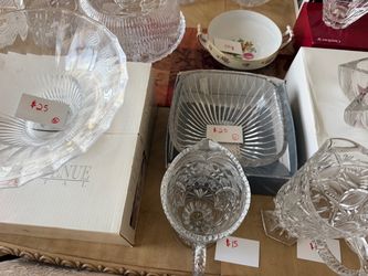 Crystal bowl flower vase cake stand $25 each