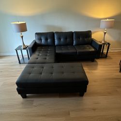 Faux Leather Sectional (perfect condition; no pets; nonsmoker)