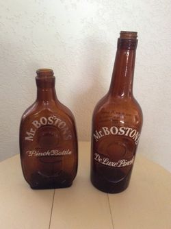 Pair of Vintage Mr. Boston’s Pinch Whiskey Bottles