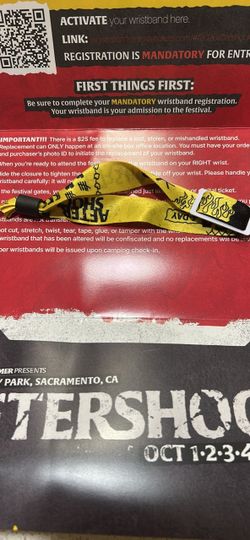 Four day aftershock wristband