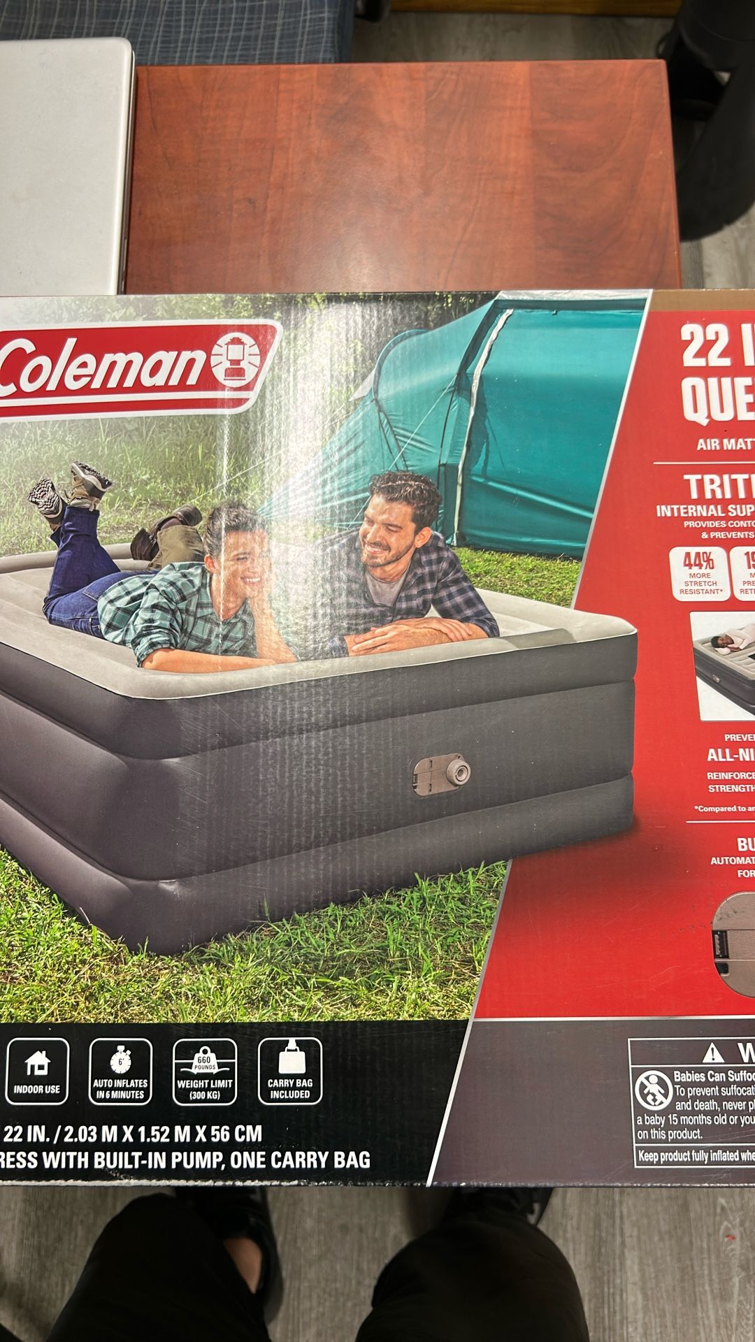 Coleman Air Mattress 22”Queen Sz. New