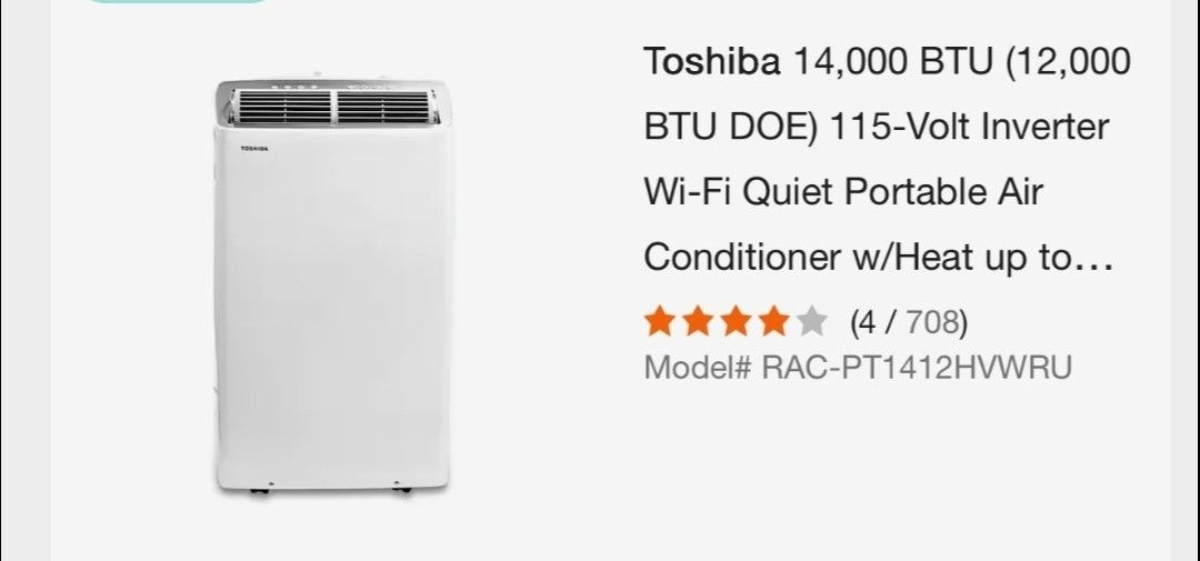Toshiba 14,000 BTU Portable AC Unit