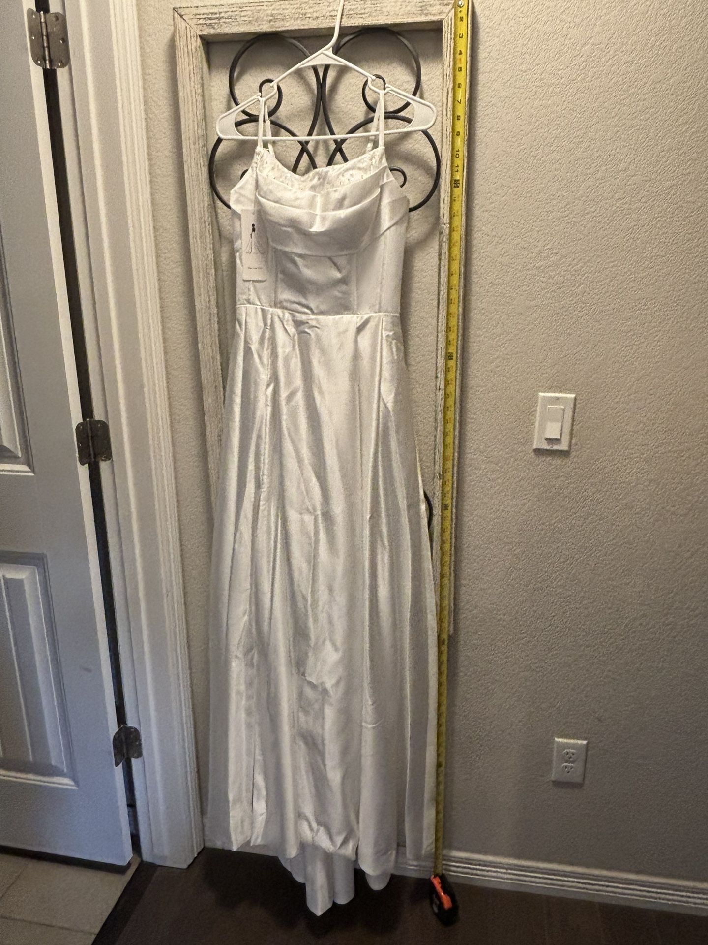New Satin White Dress With Slit
