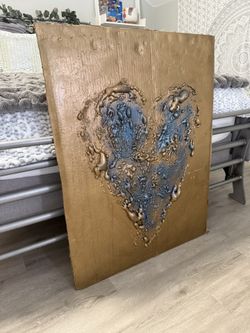 Large Corrugated  Cardboard  Artwork Gold And Blue