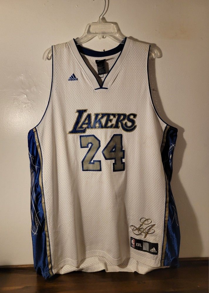 Kobe Bryant #24 Los Angeles Lakers White Special Edition Jersey Men's 2XL Blue, White, Gold & Gray