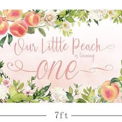 1st birthday; Our Little Peach Is Turning 1 Backdrop