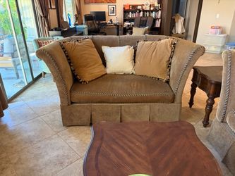 Beige Upholstered Loveseat / Sofa